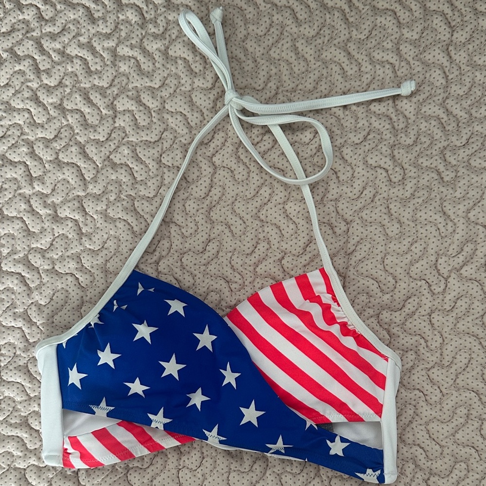 PINK Victoria's Secret Blue and Red Bikini Top
